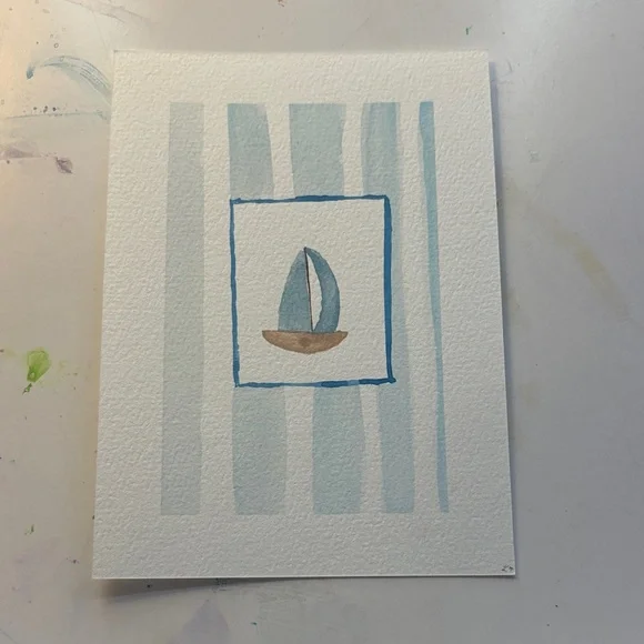 Sailboat Watercolor Art Print - Picture 1 of 1